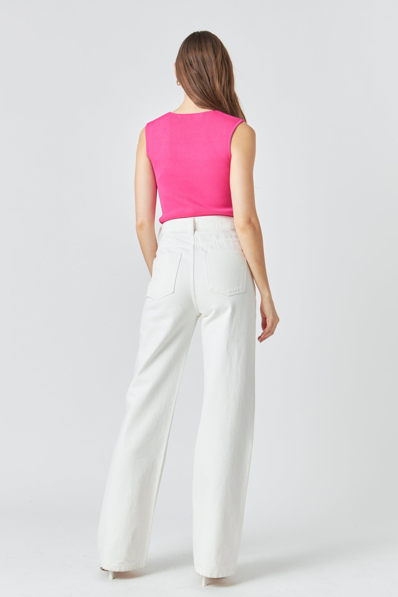 ENDLESS ROSE - Ribbed Knit Sleeveless Top - TOPS available at Objectrare