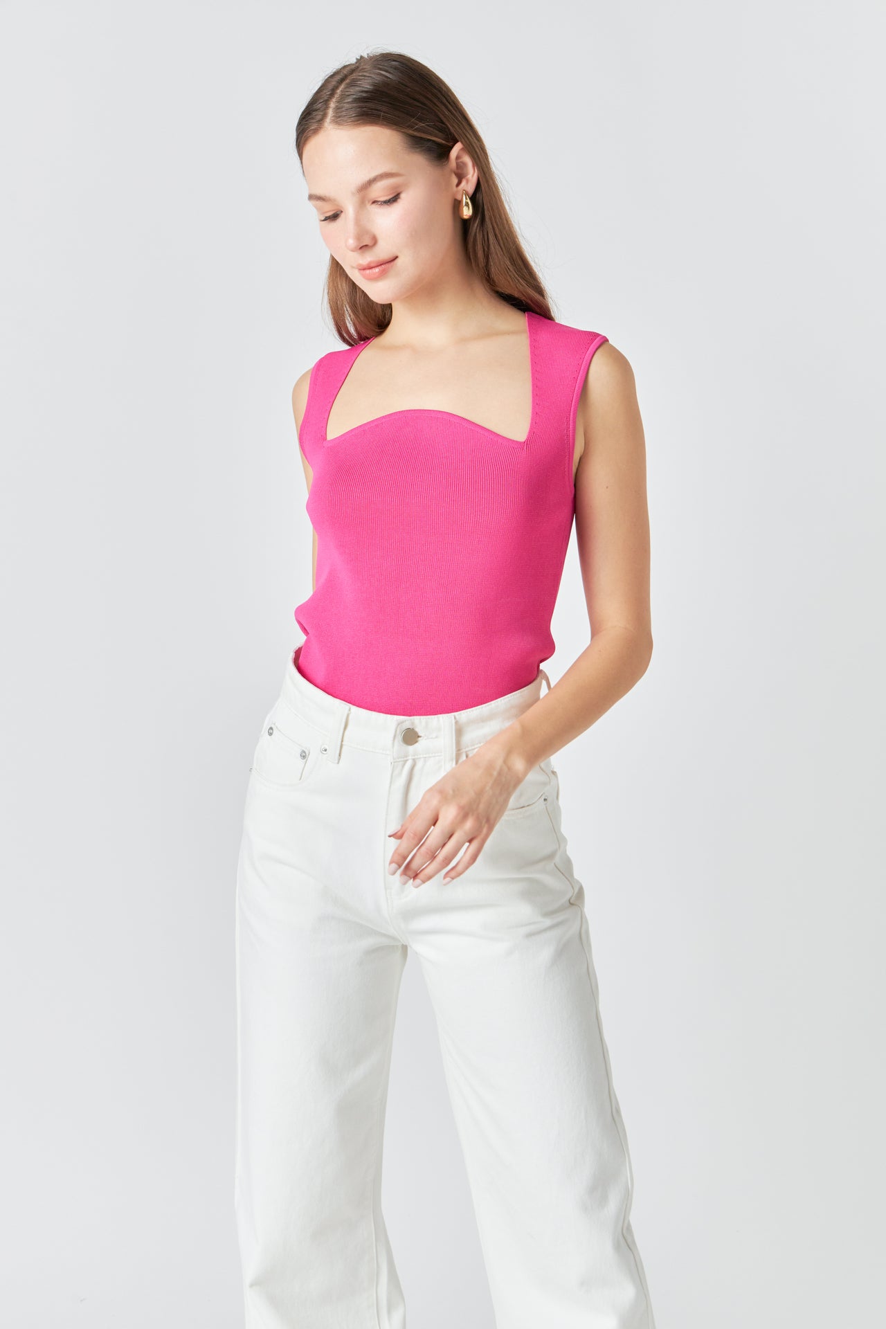 ENDLESS ROSE - Ribbed Knit Sleeveless Top - TOPS available at Objectrare