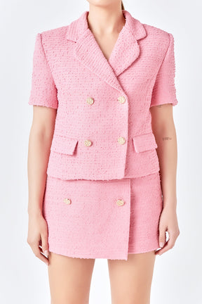 Tweed Double Breast Short Sleeve Blazer