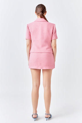Tweed Double Breast Short Sleeve Blazer