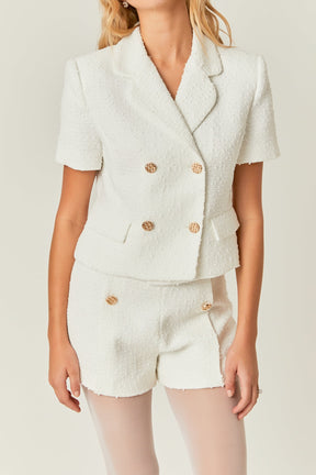 Tweed Double Breast Short Sleeve Blazer