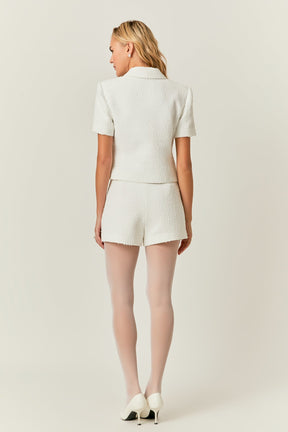 Tweed Double Breast Short Sleeve Blazer