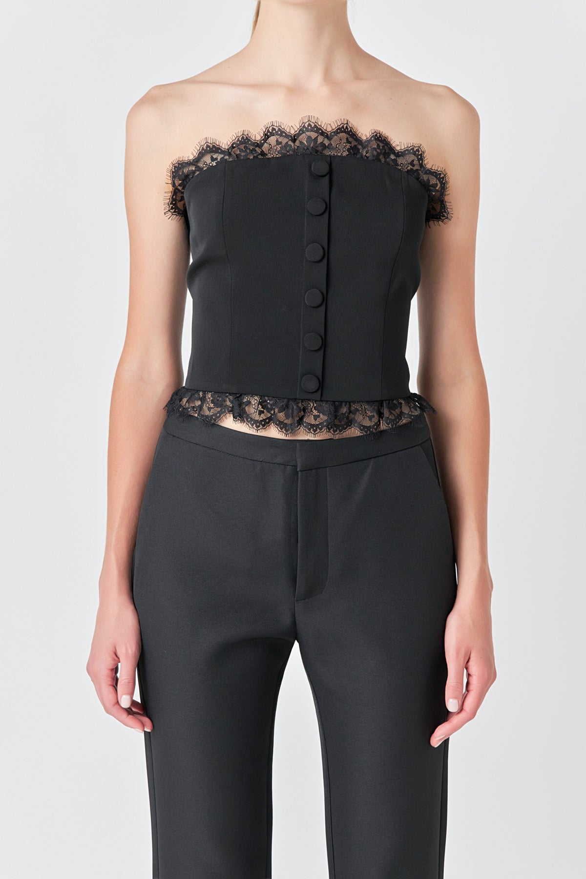 ENDLESS ROSE - Peekaboo Laced Corset Top - TOPS available at Objectrare