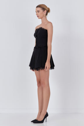 ENDLESS ROSE - Peekaboo Lace Pleated Skort - SKORTS available at Objectrare