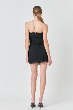 ENDLESS ROSE - Peekaboo Lace Pleated Skort - SKORTS available at Objectrare
