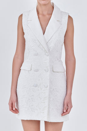 ENDLESS ROSE - Laced Sleeveless Blazer Mini Dress - DRESSES available at Objectrare