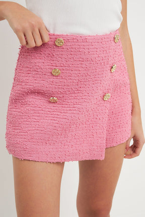 ENDLESS ROSE - Endless Rose - Tweed Double Buttoned Wrap Skort - SKORTS available at Objectrare