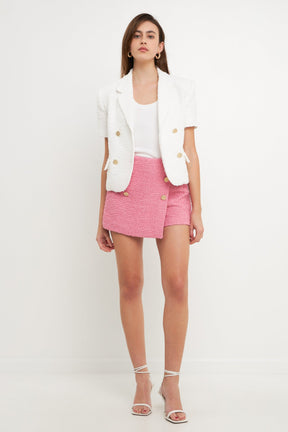 ENDLESS ROSE - Endless Rose - Tweed Double Buttoned Wrap Skort - SKORTS available at Objectrare