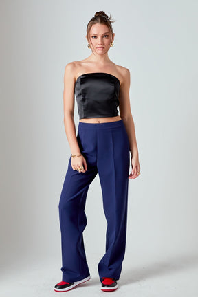 ENDLESS ROSE - Satin Strapless Curved Bustier - TOPS available at Objectrare