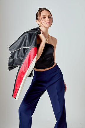 Satin Strapless Curved Bustier