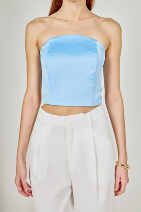 ENDLESS ROSE - Satin Strapless Curved Bustier - TOPS available at Objectrare