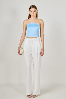 ENDLESS ROSE - Satin Strapless Curved Bustier - TOPS available at Objectrare