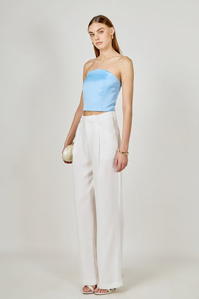 ENDLESS ROSE - Satin Strapless Curved Bustier - TOPS available at Objectrare