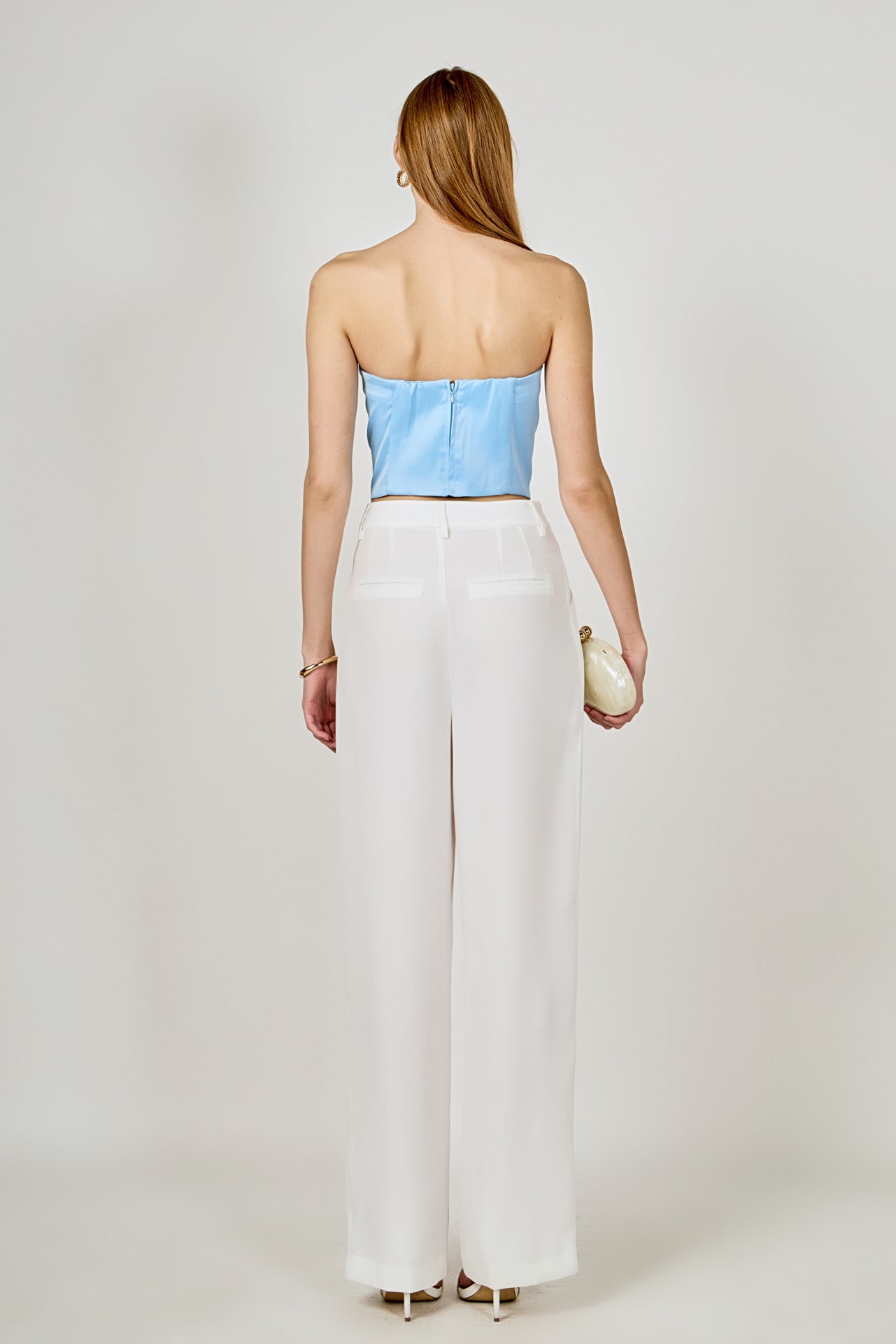 ENDLESS ROSE - Satin Strapless Curved Bustier - TOPS available at Objectrare