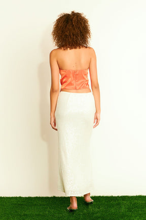 Satin Strapless Curved Bustier