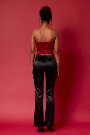 ENDLESS ROSE - Satin Strapless Curved Bustier - TOPS available at Objectrare