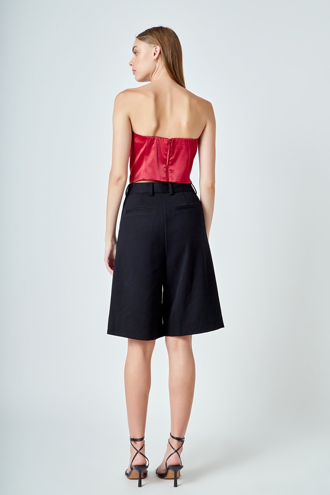 ENDLESS ROSE - Satin Strapless Curved Bustier - TOPS available at Objectrare