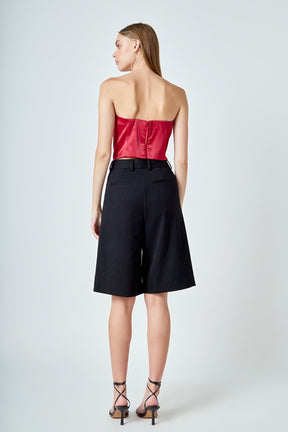 ENDLESS ROSE - Satin Strapless Curved Bustier - TOPS available at Objectrare