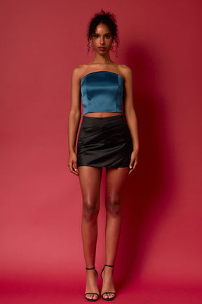 ENDLESS ROSE - Satin Strapless Curved Bustier - TOPS available at Objectrare