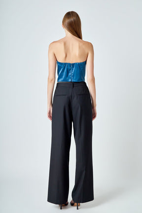 ENDLESS ROSE - Satin Strapless Curved Bustier - TOPS available at Objectrare