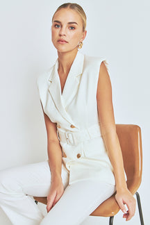ENDLESS ROSE - Shoulder pad Double Breast Belted Blazer - JACKETS available at Objectrare