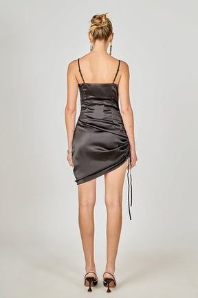 ENDLESS ROSE - Side Ruched Satin Dress - DRESSES available at Objectrare
