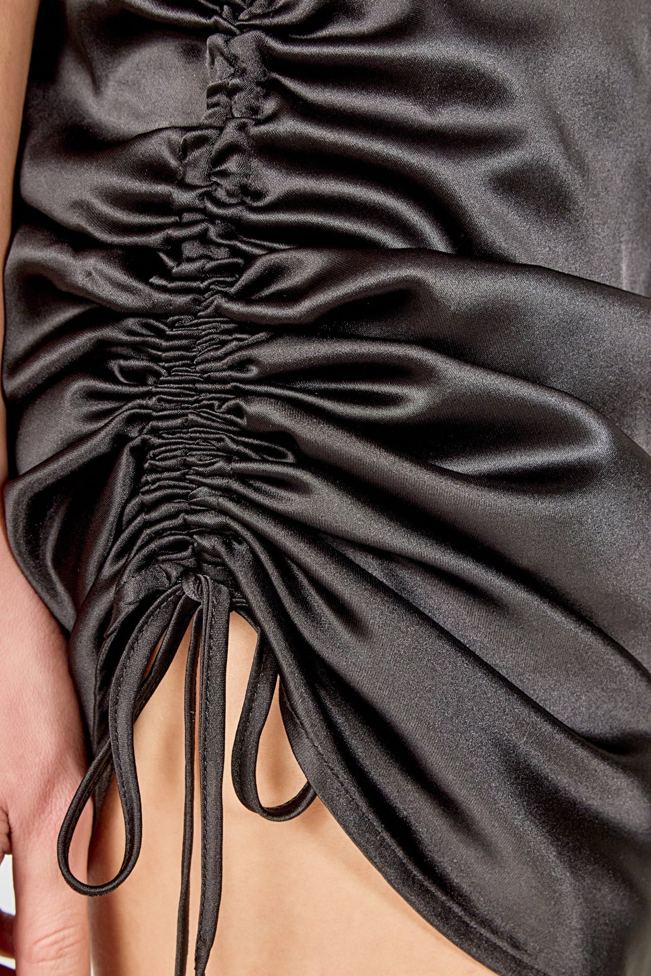 ENDLESS ROSE - Side Ruched Satin Dress - DRESSES available at Objectrare