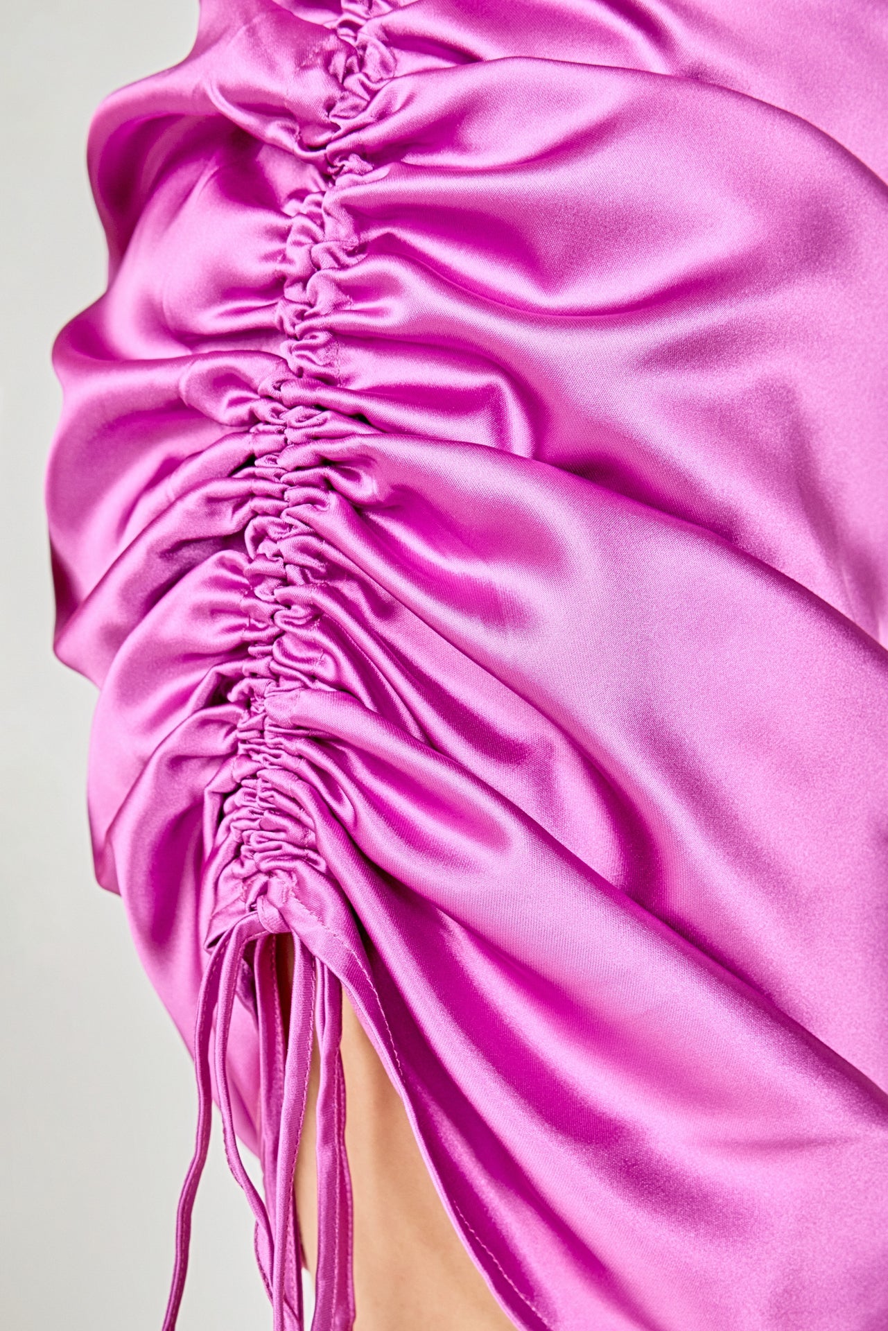 ENDLESS ROSE - Side Ruched Satin Dress - DRESSES available at Objectrare