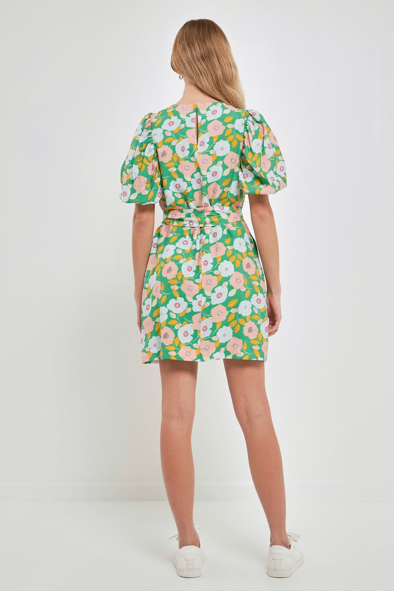 ENGLISH FACTORY - English Factory - Floral belted Puff Sleeve Mini Shift Dress - DRESSES available at Objectrare