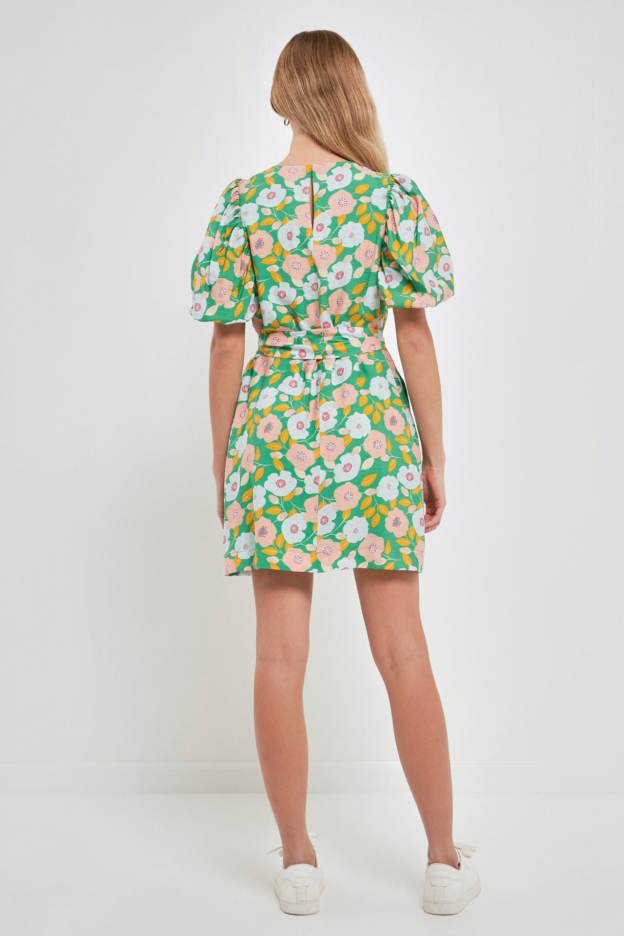 ENGLISH FACTORY - Floral belted Puff Sleeve Mini Shift Dress - DRESSES available at Objectrare