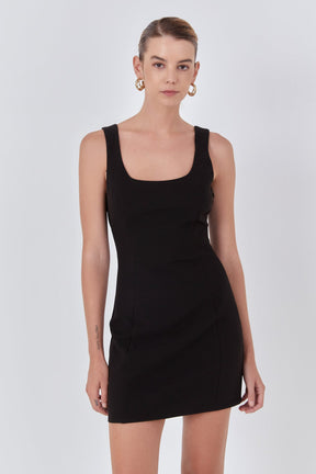 ENDLESS ROSE - Cutout Bow Fitted Mini Dress - DRESSES available at Objectrare