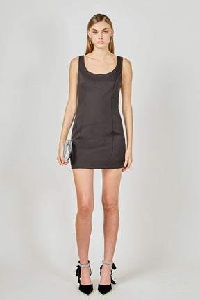 ENDLESS ROSE - Cutout Bow Fitted Mini Dress - DRESSES available at Objectrare