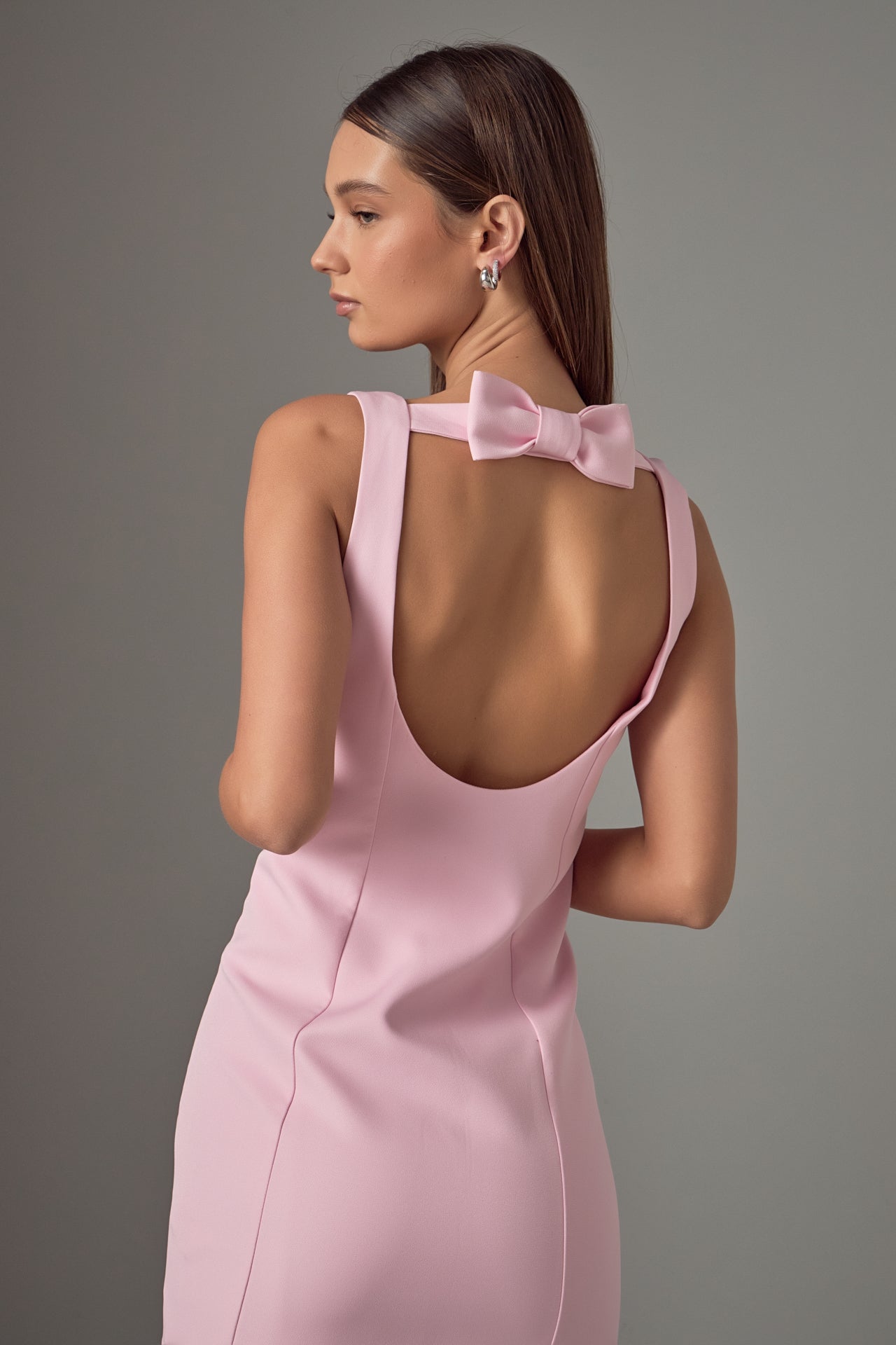 ENDLESS ROSE - Cutout Bow Fitted Mini Dress - DRESSES available at Objectrare