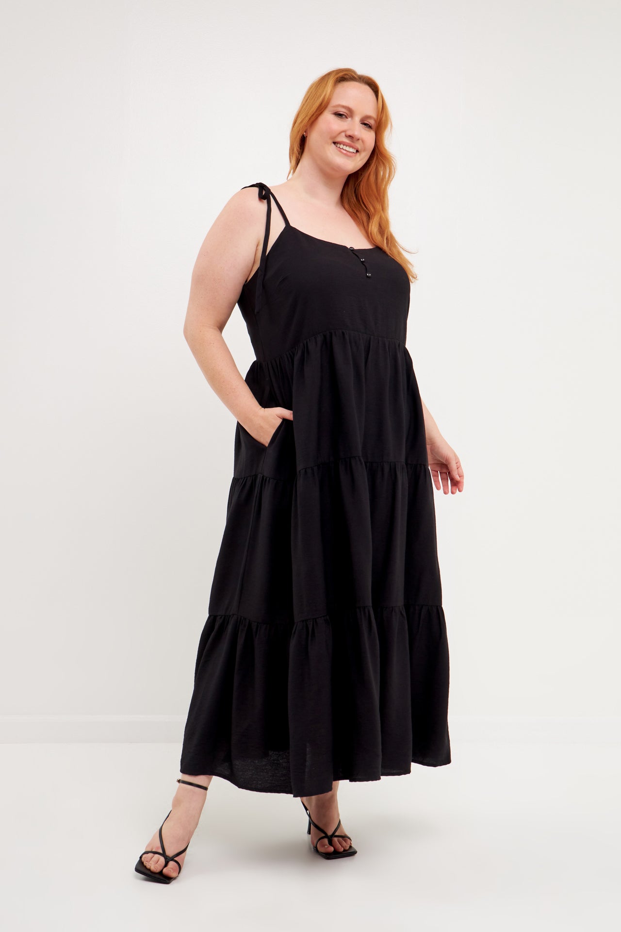 ENGLISH FACTORY - Spaghetti Tie Tiered Maxi Dress - DRESSES available at Objectrare
