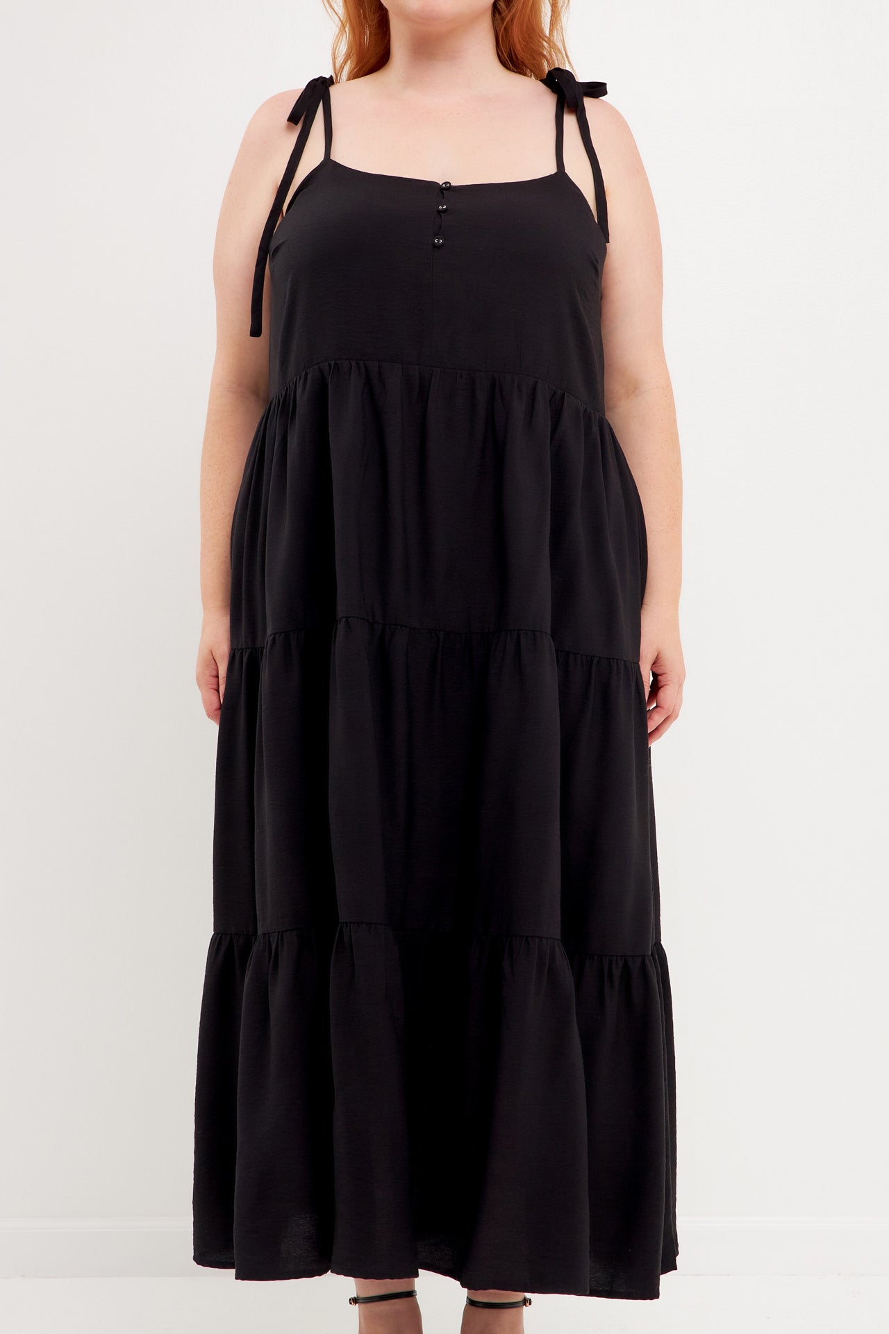 ENGLISH FACTORY - Spaghetti Tie Tiered Maxi Dress - DRESSES available at Objectrare