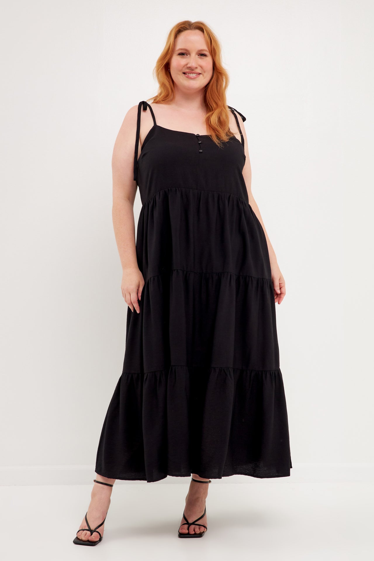 ENGLISH FACTORY - Spaghetti Tie Tiered Maxi Dress - DRESSES available at Objectrare