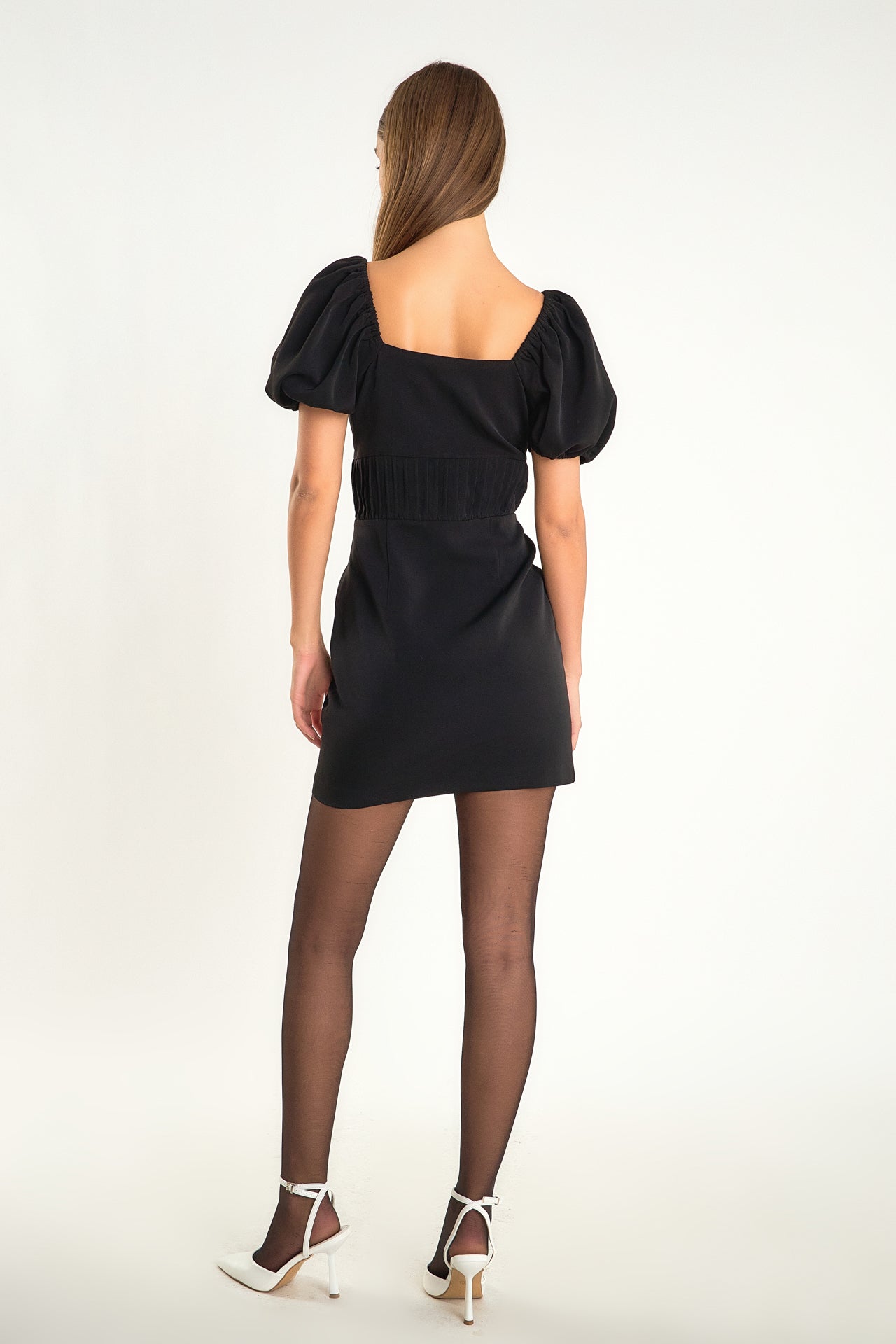 ENDLESS ROSE - Corsage Puff Sleeve Mini Dress - DRESSES available at Objectrare