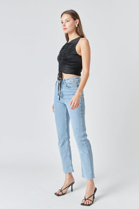 ENDLESS ROSE - Stretch Ruched Tank Top - CAMI TOPS & TANK available at Objectrare