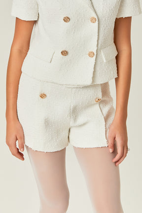 ENDLESS ROSE - Tweed Double Button Shorts - SHORTS available at Objectrare
