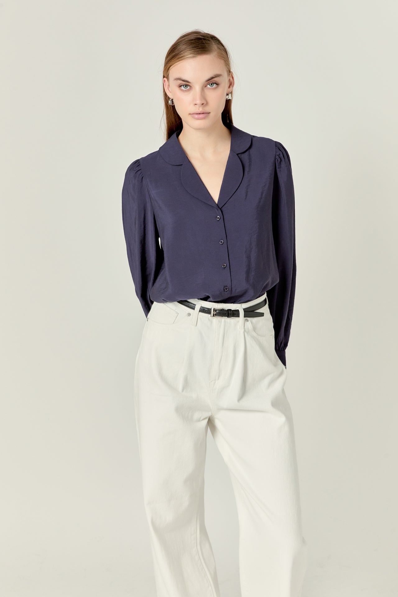 ENGLISH FACTORY - Scallop Collared Dress Shirt - TOPS available at Objectrare