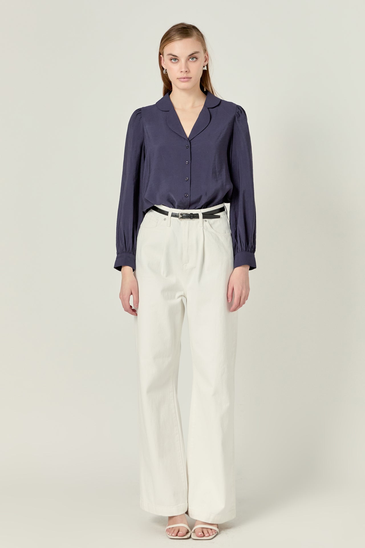 ENGLISH FACTORY - Scallop Collared Dress Shirt - TOPS available at Objectrare