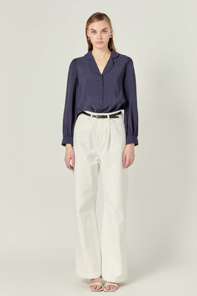 ENGLISH FACTORY - Scallop Collared Dress Shirt - TOPS available at Objectrare