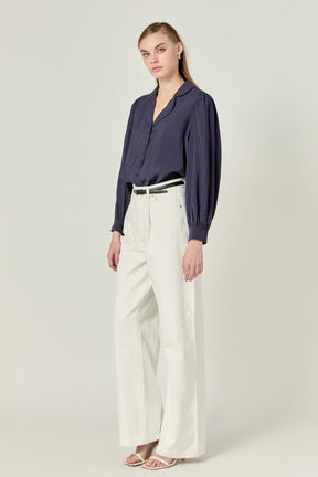 ENGLISH FACTORY - Scallop Collared Dress Shirt - TOPS available at Objectrare