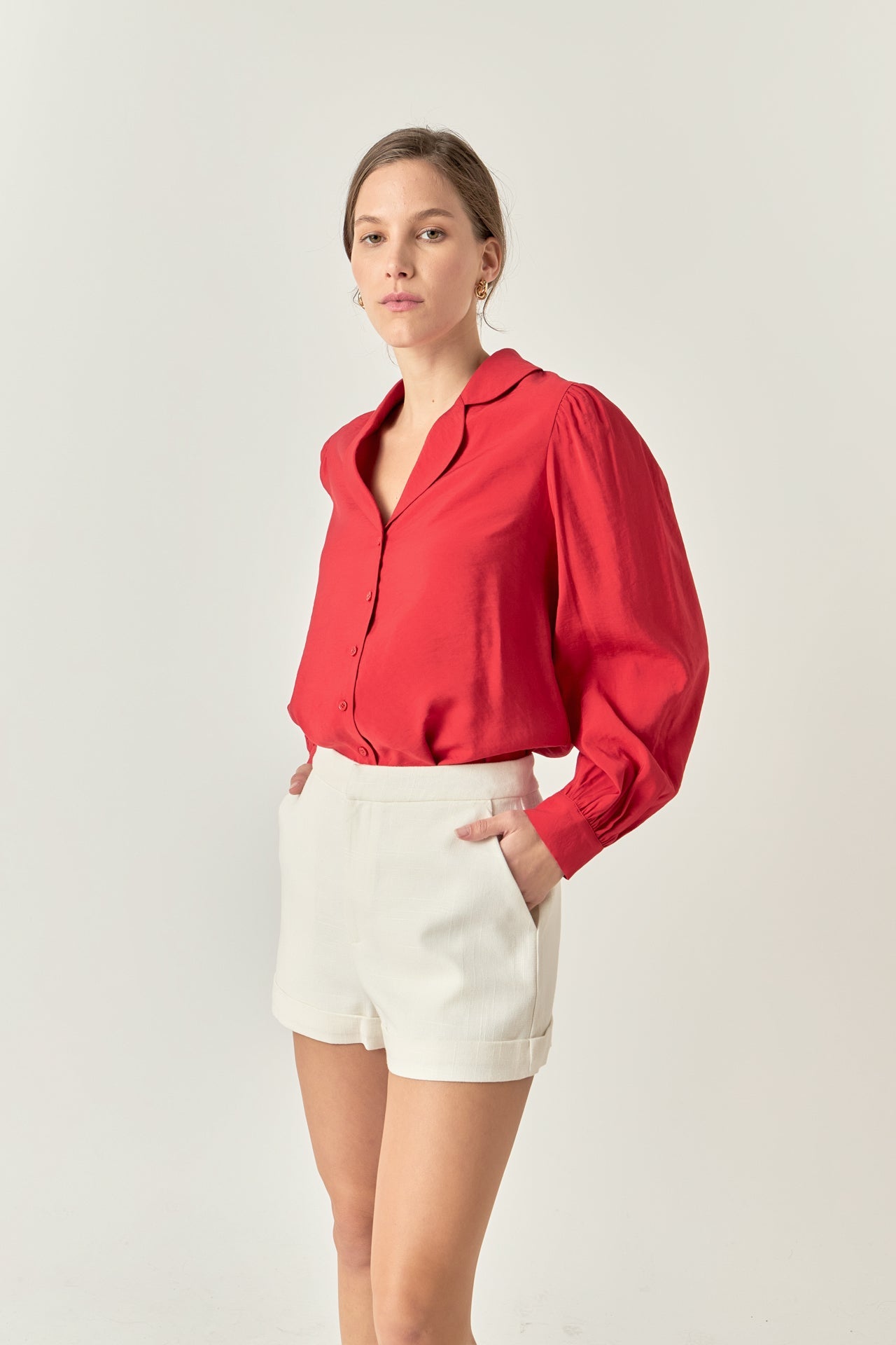 ENGLISH FACTORY - Scallop Collared Dress Shirt - TOPS available at Objectrare