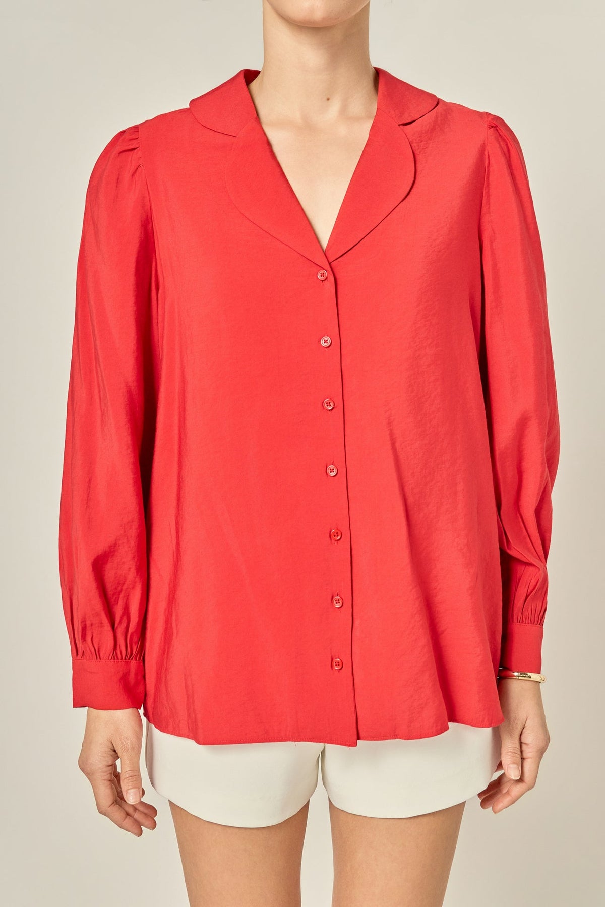ENGLISH FACTORY - Scallop Collared Dress Shirt - TOPS available at Objectrare