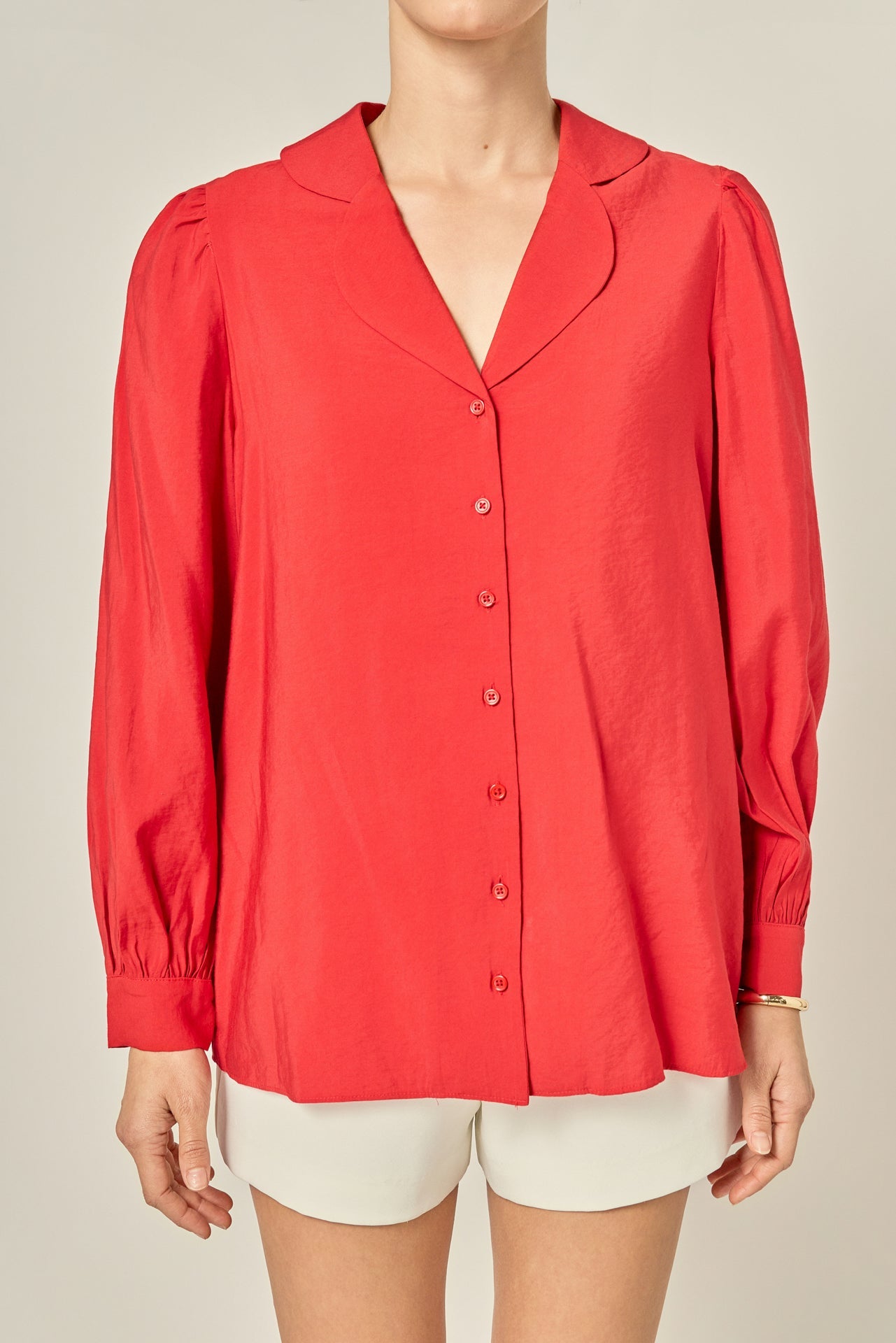 ENGLISH FACTORY - Scallop Collared Dress Shirt - TOPS available at Objectrare