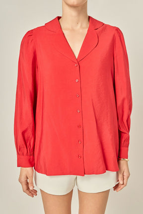 ENGLISH FACTORY - Scallop Collared Dress Shirt - TOPS available at Objectrare