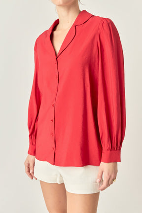 ENGLISH FACTORY - Scallop Collared Dress Shirt - TOPS available at Objectrare