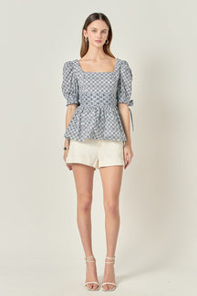 ENGLISH FACTORY - Print Block Smocked Top - TOPS available at Objectrare