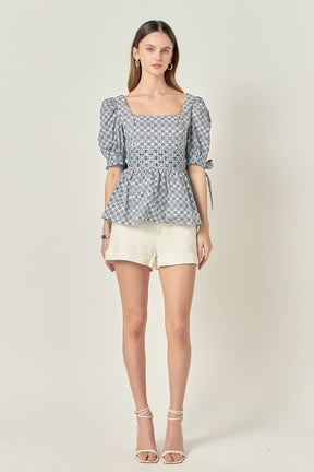 LA'VEN - Print Block Smocked Top - TOPS available at Objectrare